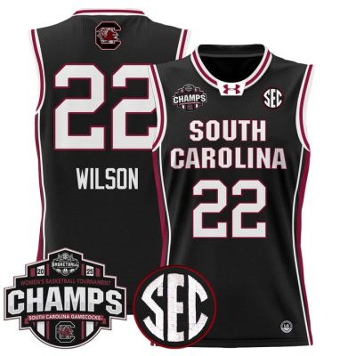 South Carolina Gamecocks 2025 SEC Women's Conference Tournament Champions Lightweight Basketball Jersey - Black A'ja Wilson