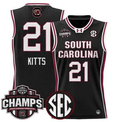 South Carolina Gamecocks 2025 SEC Women's Conference Tournament Champions Lightweight Basketball Jersey - Black Chloe Kitts