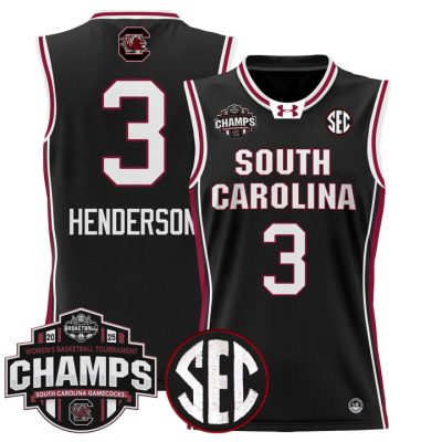 South Carolina Gamecocks 2025 SEC Women's Conference Tournament Champions Lightweight Basketball Jersey - Black Destanni Henderson