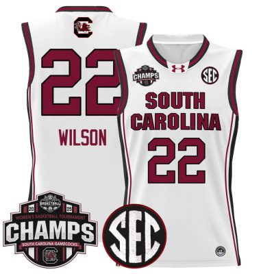 South Carolina Gamecocks 2025 SEC Women's Conference Tournament Champions Lightweight Basketball Jersey - White A'ja Wilson