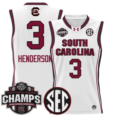 South Carolina Gamecocks 2025 SEC Women's Conference Tournament Champions Lightweight Basketball Jersey - White Destanni Henderson