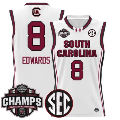 South Carolina Gamecocks 2025 SEC Women's Conference Tournament Champions Lightweight Basketball Jersey - White Joyce Edwards