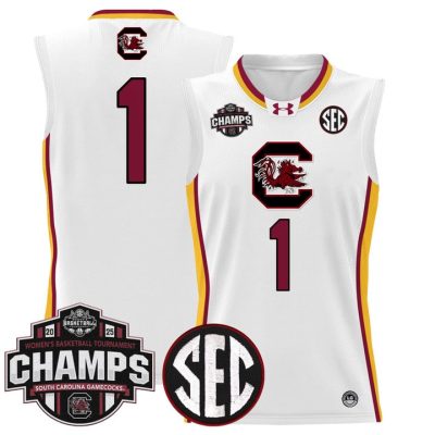South Carolina Gamecocks 2025 SEC Women's Conference Tournament Champions Lightweight Basketball Jersey - White Limited #1 Team