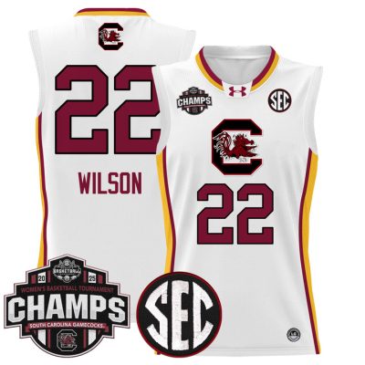 South Carolina Gamecocks 2025 SEC Women's Conference Tournament Champions Lightweight Basketball Jersey - White Limited A'ja Wilson