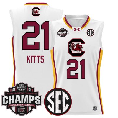 South Carolina Gamecocks 2025 SEC Women's Conference Tournament Champions Lightweight Basketball Jersey - White Limited Chloe Kitts