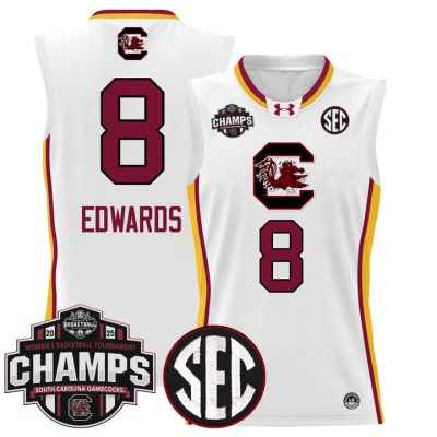 South Carolina Gamecocks 2025 SEC Women's Conference Tournament Champions Lightweight Basketball Jersey - White Limited Joyce Edwards
