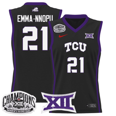 TCU Horned Frogs 2025 BIG 12 Women's Conference Tournament Champions Lightweight Basketball Jersey - Black Agnes Emma-Nnopu