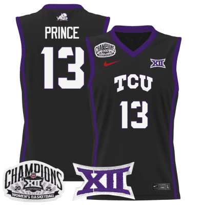 TCU Horned Frogs 2025 BIG 12 Women's Conference Tournament Champions Lightweight Basketball Jersey - Black Sedona Prince
