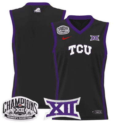 TCU Horned Frogs 2025 BIG 12 Women's Conference Tournament Champions Lightweight Basketball Jersey - Black Team