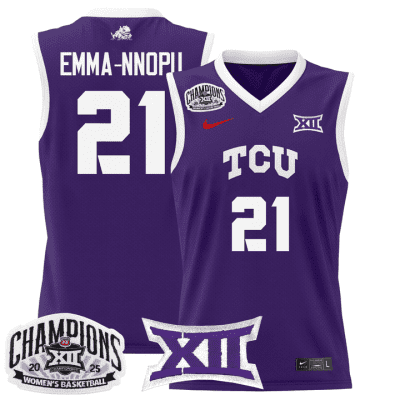 TCU Horned Frogs 2025 BIG 12 Women's Conference Tournament Champions Lightweight Basketball Jersey - Purple Agnes Emma-Nnopu