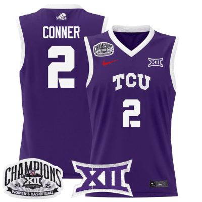 TCU Horned Frogs 2025 BIG 12 Women's Conference Tournament Champions Lightweight Basketball Jersey - Purple Madison Conner
