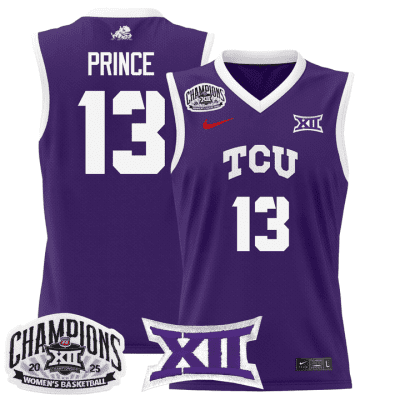 TCU Horned Frogs 2025 BIG 12 Women's Conference Tournament Champions Lightweight Basketball Jersey - Purple Sedona Prince
