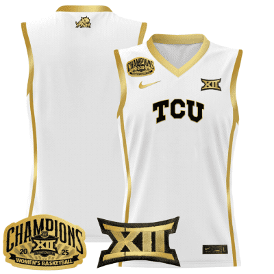TCU Horned Frogs 2025 BIG 12 Women's Conference Tournament Champions Lightweight Basketball Jersey - White Gold Team