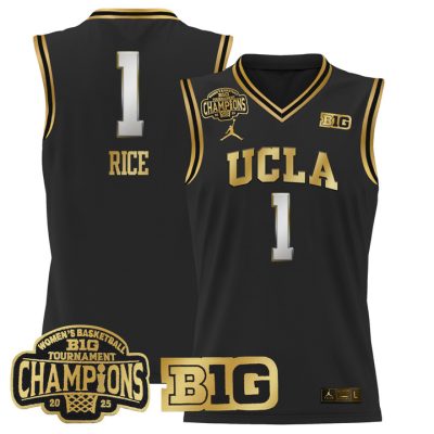 UCLA Bruins 2025 Big Ten Women's Conference Tournament Champions Lightweight Basketball Jersey - Black Gold Kiki Rice