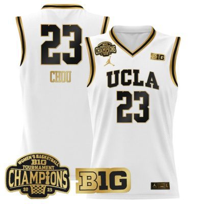 UCLA Bruins 2025 Big Ten Women's Conference Tournament Champions Lightweight Basketball Jersey - White Gold Natalie Chou