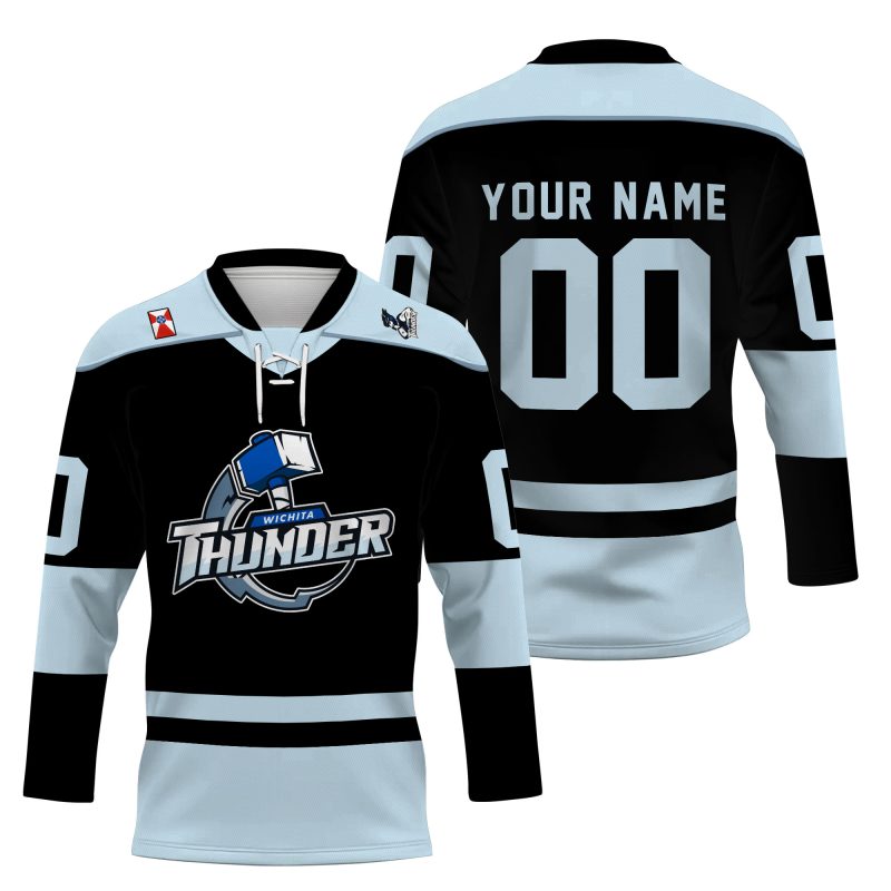 ECHL Wichita Thunder Personalized Gray Lace Hockey Jersey