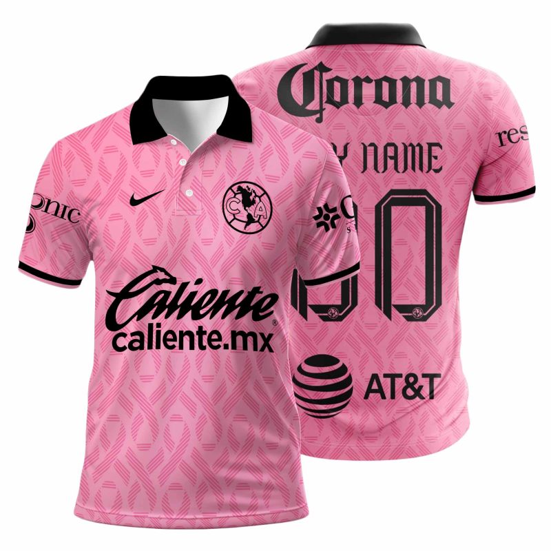 Liga MX Club America Special Home In Pink Kits Design Polo Shirt