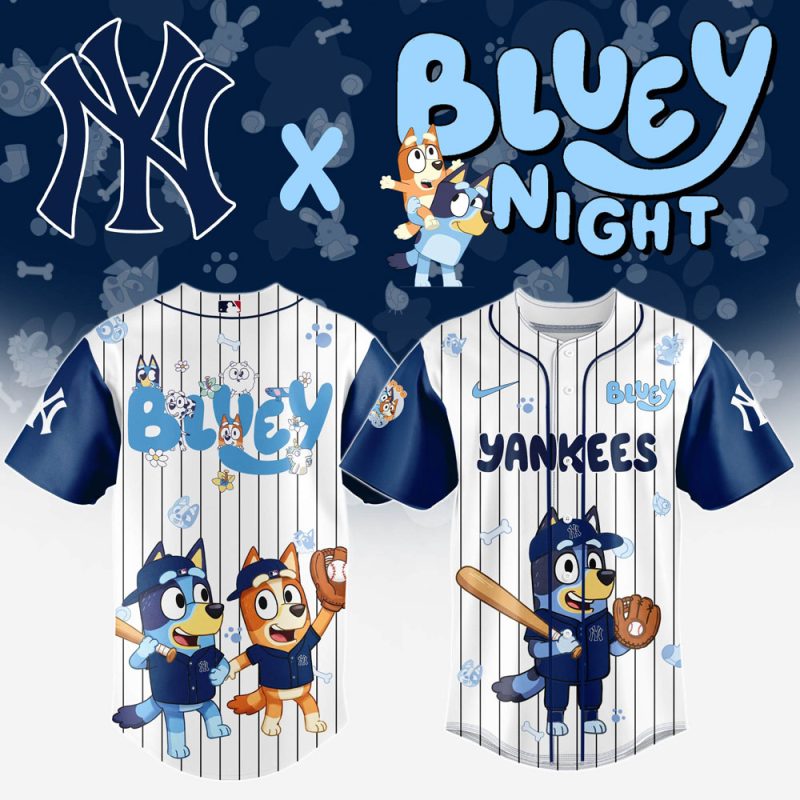 New York Yankees MLB x Bluey And Bingo Special Edition Baseball Jersey 2025 DBJ1018