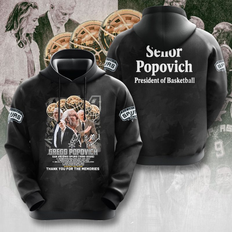 Gregg Popovich x San Antonio Spurs Champion 2025 Unisex Performance Hoodie GNS1752