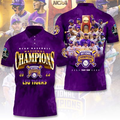 LSU Tigers Baseball NCAA National Champion 2025 College World Series Winner Polo Shirt GNC6247