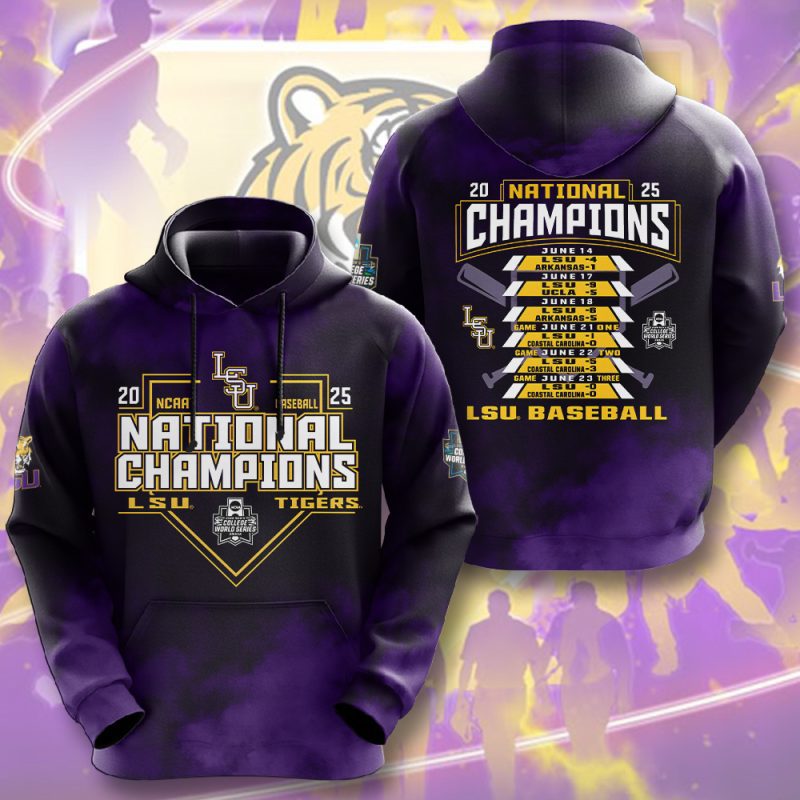 LSU Tigers Baseball NCAA National Champion 2025 College World Series Winner Unisex Performance Hoodie GNC6245