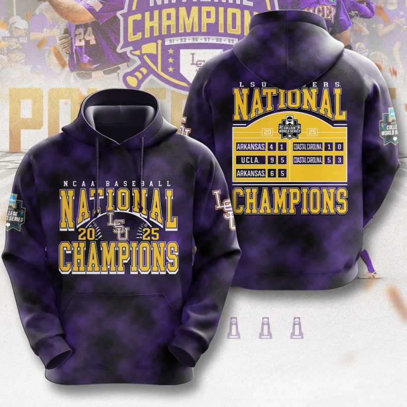 LSU Tigers Baseball NCAA National Champion 2025 College World Series Winner Unisex Performance Hoodie GNC6251
