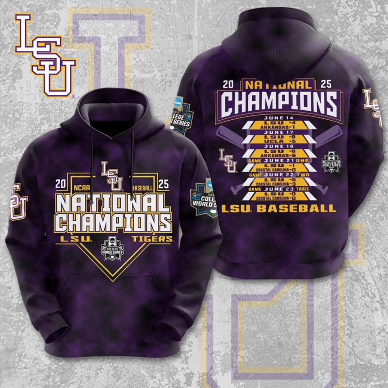 LSU Tigers Baseball NCAA National Champion 2025 College World Series Winner Unisex Performance Hoodie GNC6252