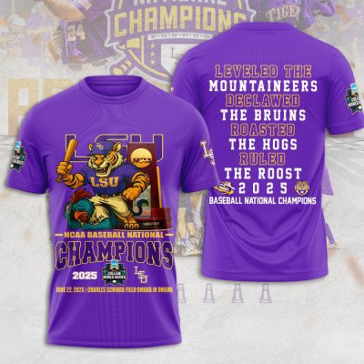 LSU Tigers Baseball NCAA National Champion 2025 College World Series Winner Unisex Performance T-Shirt GNC6055