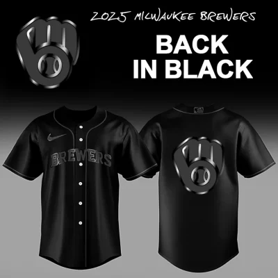 Limited Edition Milwaukee Brewers Back In Black 2025 Baseball Jersey