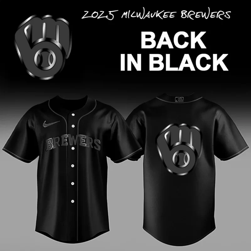 Limited Edition Milwaukee Brewers Back In Black 2025 Baseball Jersey