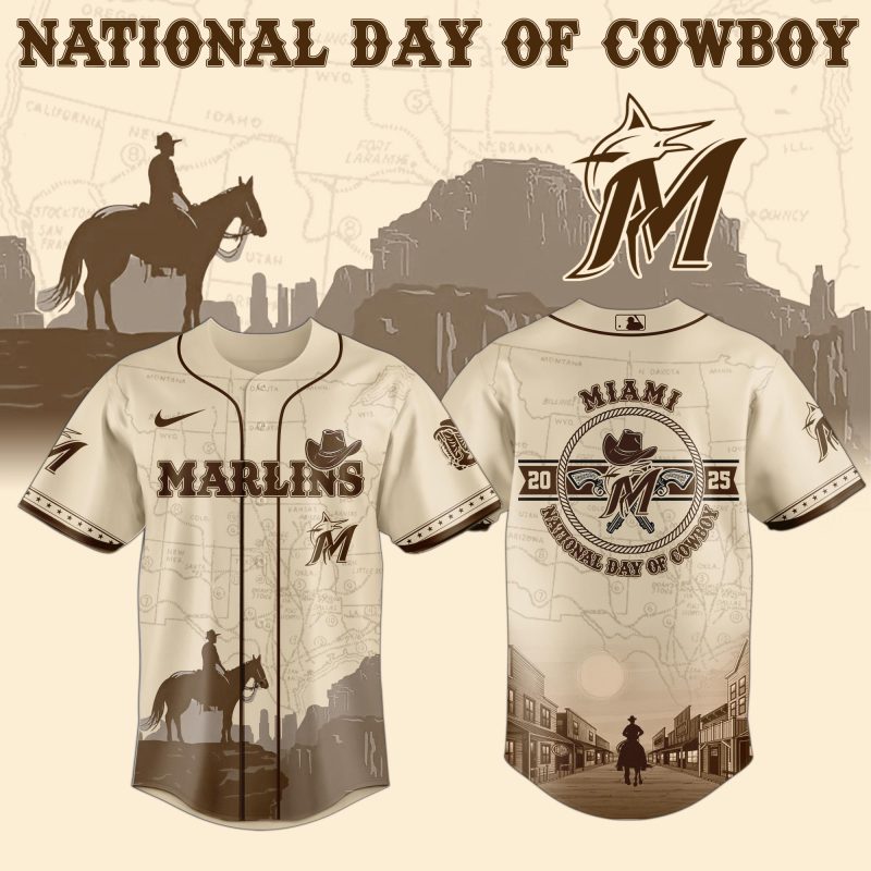 Miami Marlins MLB x National Day Of Cowboy Personalized Baseball Jersey For Fans