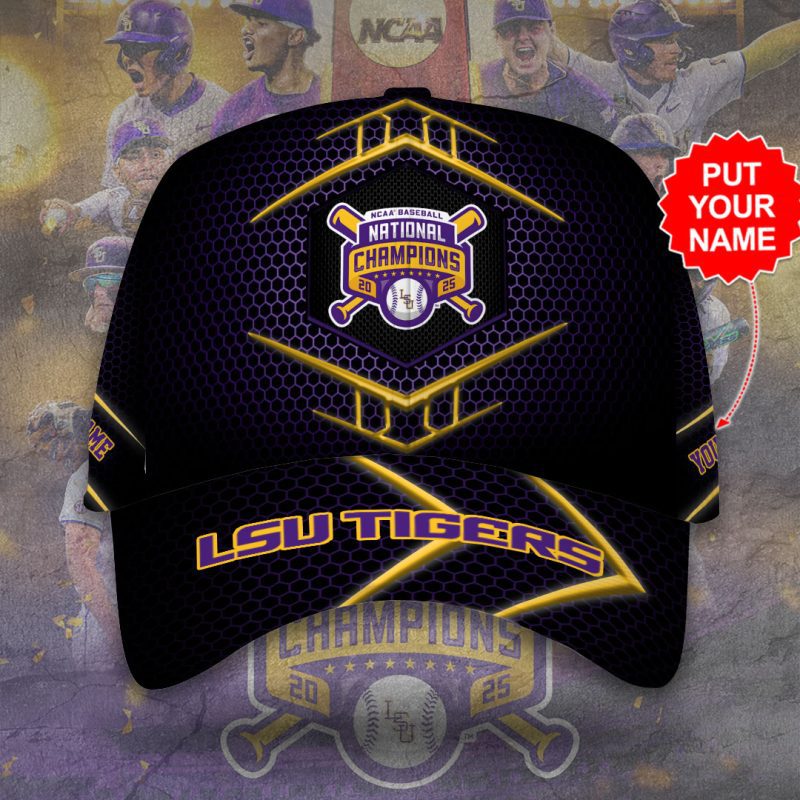 Personalized LSU Tigers Baseball NCAA National Champion 2025 College World Series Winner Classic Cap GNC6093