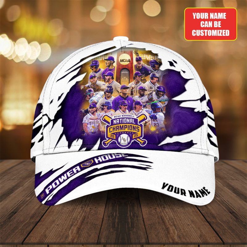 Personalized LSU Tigers Baseball NCAA National Champion 2025 College World Series Winner Classic Cap GNC6147