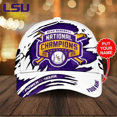 Personalized LSU Tigers Baseball NCAA National Champion 2025 College World Series Winner Classic Cap GNC6149