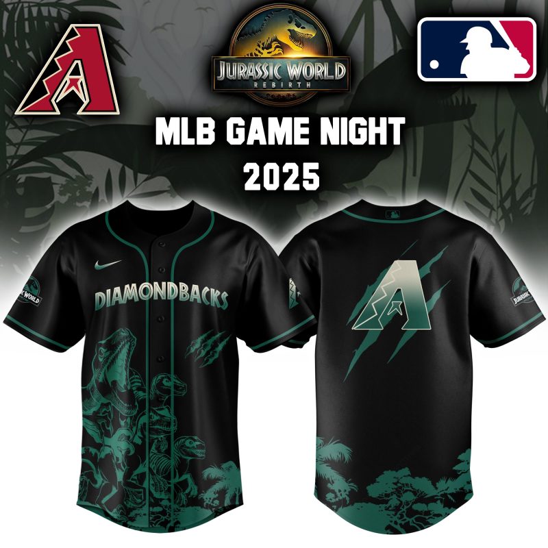 Arizona Diamondbacks MLB x Jurassic World Night Game 2025 Personalized Baseball Jersey For Fan JWB1071
