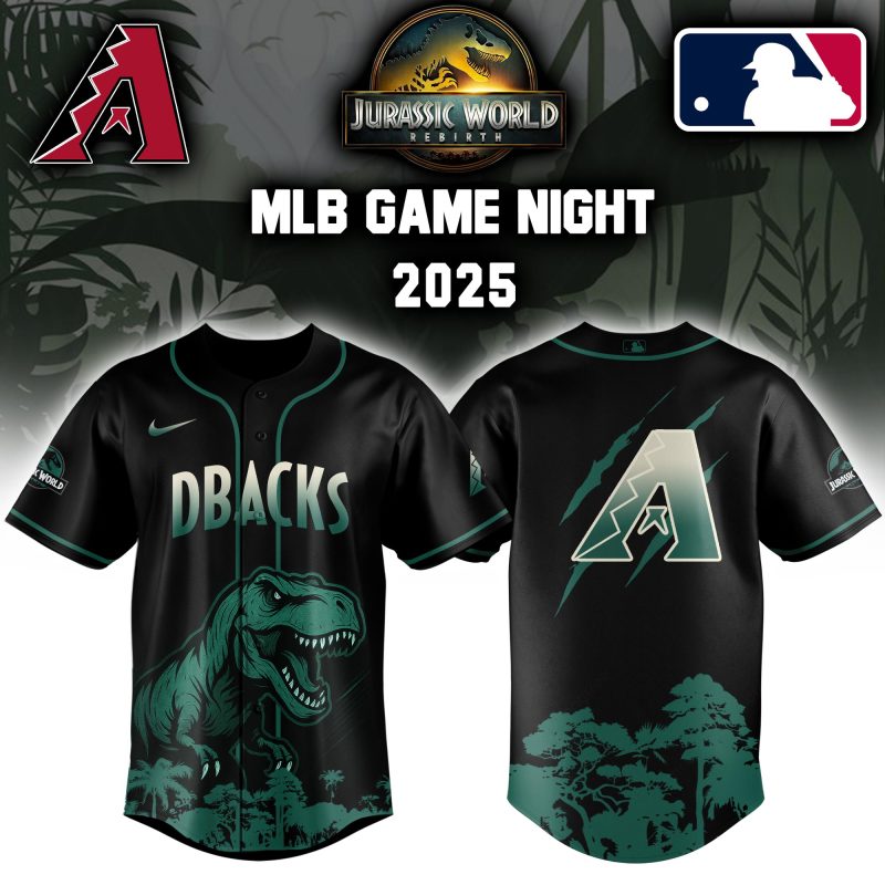 Arizona Diamondbacks MLB x Jurassic World Night Game 2025 Personalized Baseball Jersey For Fan JWB1072
