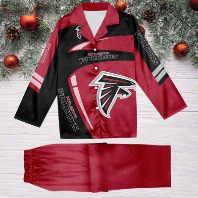 Atlanta Falcons Football Team NFL Holiday Winter Satin Pajamas Set