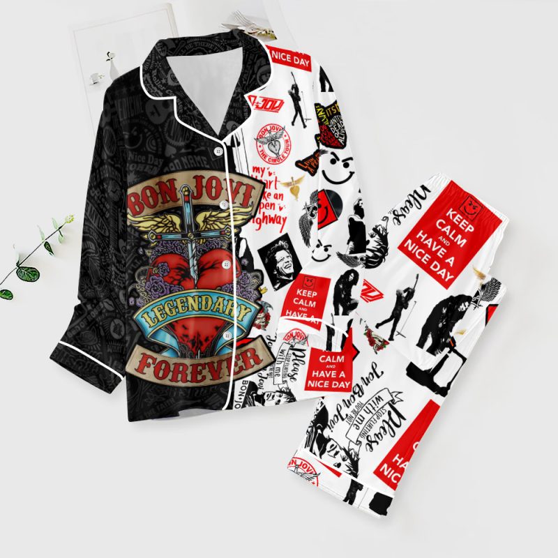 Bon Jovi Button Down Pajamas Set PMG1011