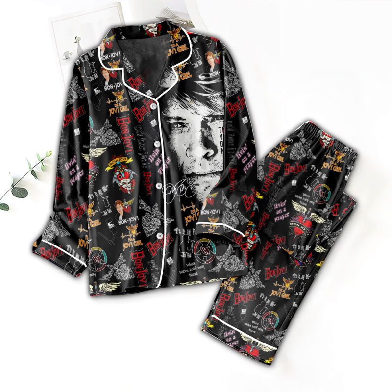 Bon Jovi Button Down Pajamas Set PMG1015