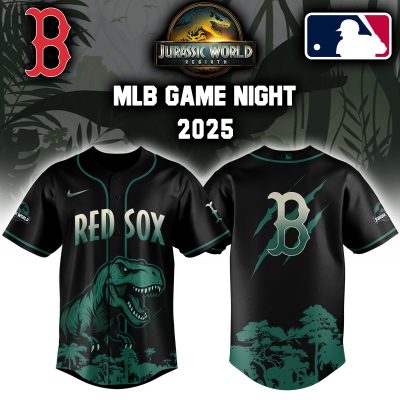 Boston Red Sox MLB x Jurassic World Night Game 2025 Personalized Baseball Jersey For Fan JWB1060