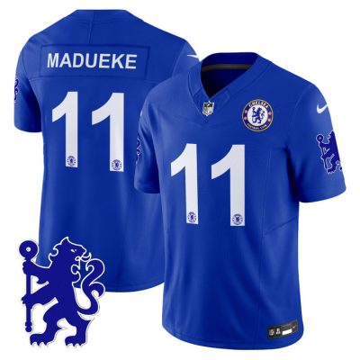 Chelsea 2025 Soccer x Football Vapor Limited Patch NFL Jersey Stitched Blue Noni Madueke