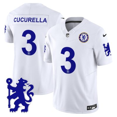 Chelsea 2025 Soccer x Football Vapor Limited Patch NFL Jersey Stitched White Marc Cucurella