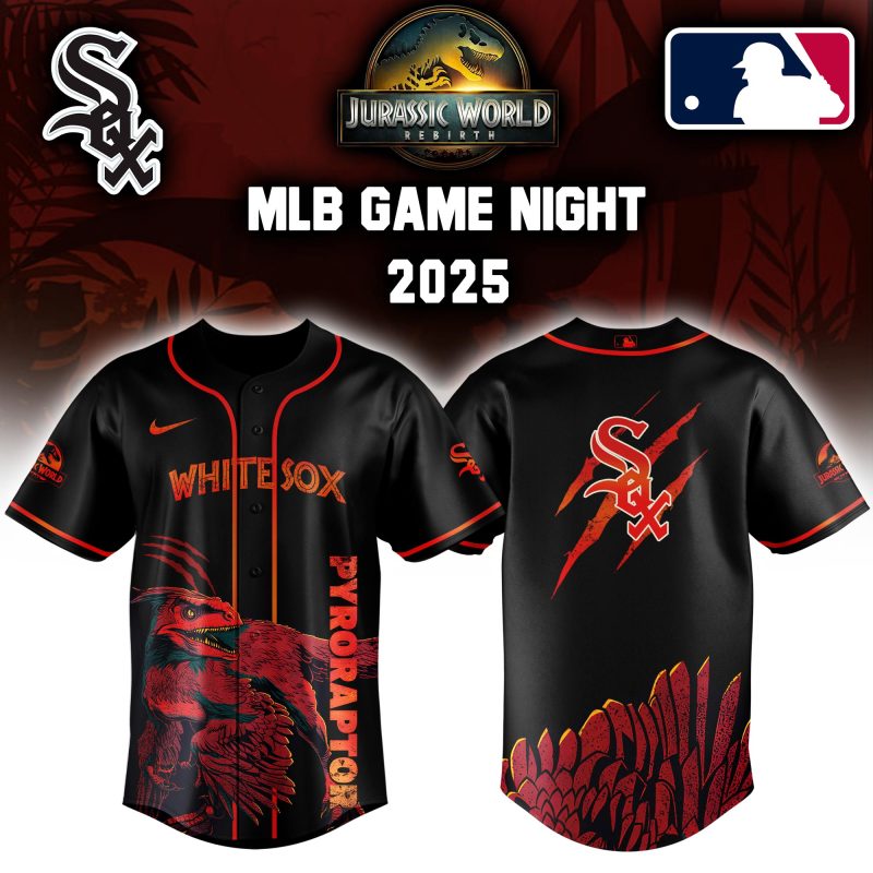 Chicago White Sox MLB x Jurassic World Night Game 2025 Personalized Baseball Jersey For Fan JWB1052
