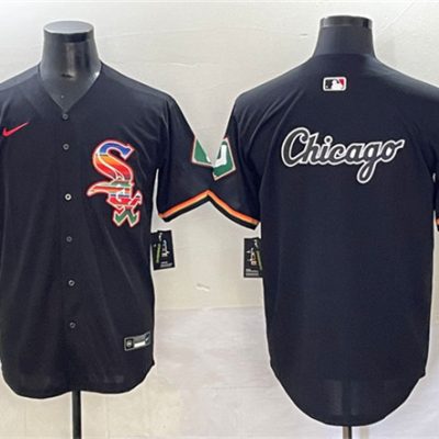 Chicago White Sox Team Big Logo Black Mexico Limited Stitched Jersey 001