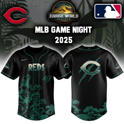 Cincinnati Reds MLB x Jurassic World Night Game 2025 Personalized Baseball Jersey For Fan JWB1050