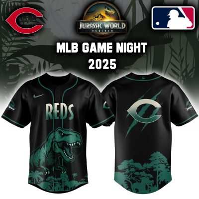 Cincinnati Reds MLB x Jurassic World Night Game 2025 Personalized Baseball Jersey For Fan JWB1051