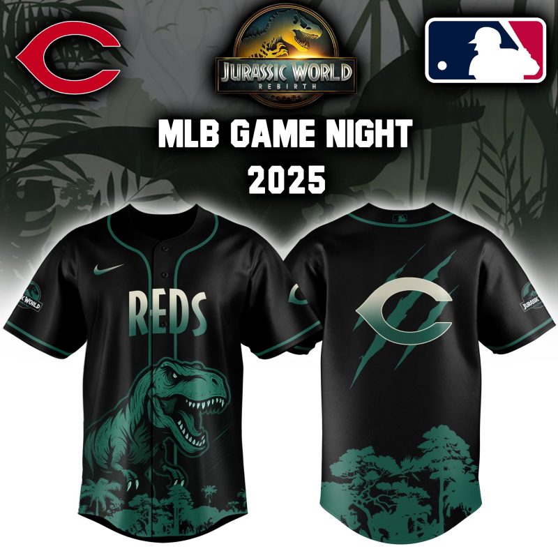 Cincinnati Reds MLB x Jurassic World Night Game 2025 Personalized Baseball Jersey For Fan JWB1051