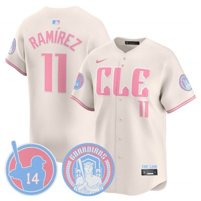 Cleveland Guardians #11 Jose Ramirez Cream Bubblegum Pink 2025 Vapor Limited Stitched Baseball Jersey