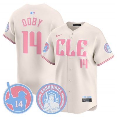 Cleveland Guardians #14 Larry Doby Cream Bubblegum Pink 2025 Vapor Limited Stitched Baseball Jersey