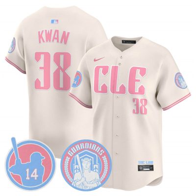 Cleveland Guardians #38 Steven Kwan Cream Bubblegum Pink 2025 Vapor Limited Stitched Baseball Jersey